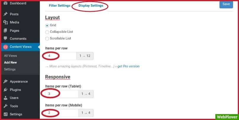 display wordpress posts in grid layout
