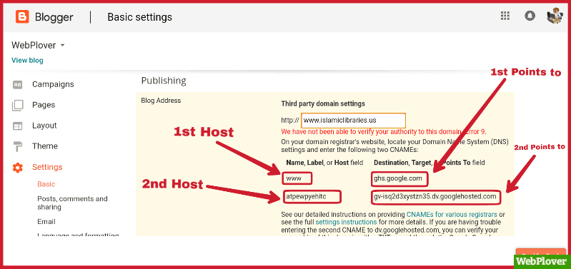 BlogSpot custom domain