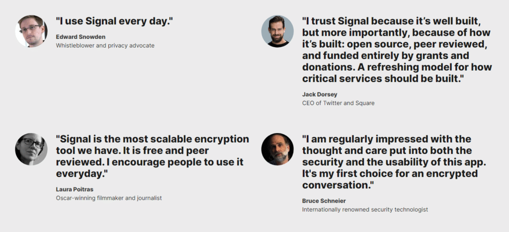 Edward Snowden endorsement on Signal