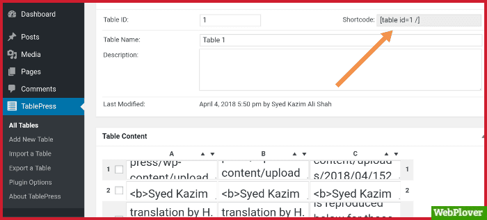 create table in WordPress