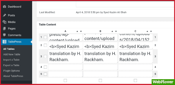 create table in WordPress