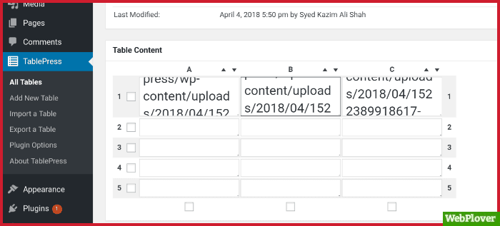 create table in WordPress