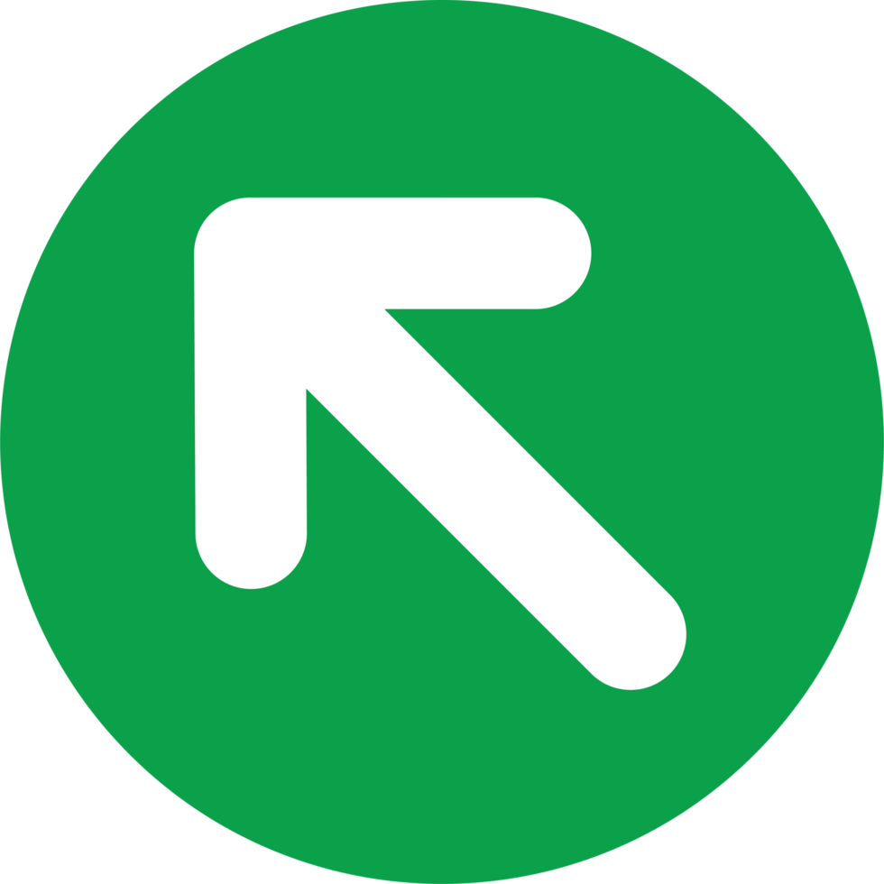 green circle icon with white arrow pointing upwards and to the left free png 1 - WebPlover